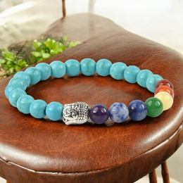 7 Chakra Bracelet with Turquoise (Firoza) - Natural Gemstones & Turquoise for Healing, Protection & Balance with Lab Certificate - Malawala
