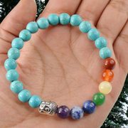 7 Chakra Bracelet with Turquoise (Firoza) – Natural Gemstone Healing Bracelet