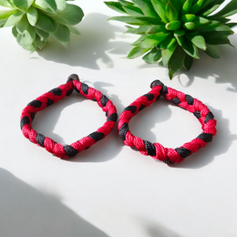 Set of 2 handmade red and black Resham thread bracelets, adjustable spiritual Kalawa dhaga for protection and positivity, suitable for men and women