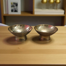 Set of 2 small brass bowls for chandan and kum kum, with smooth finish and elegant design, perfect for puja and temple use