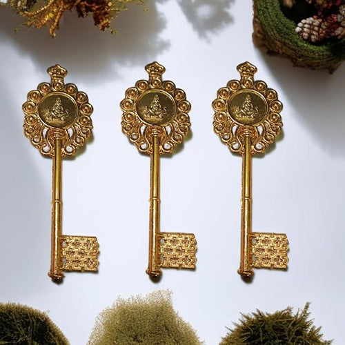 Set of 3 Brass Kuber Kunji Key | Money & Prosperity Vastu Shastra Wealth Enhancer