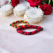 Set of 4 multicolor handmade Resham thread bracelets, Mauli Dhaga Raksha Sutra for divine protection and daily spiritual wear, unisex design