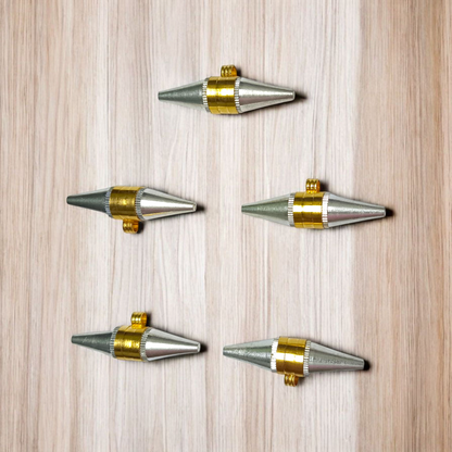 Set of 5 Triloh Taweez spiritual amulets made with copper, brass, and iron, including a free Bhojpatra sheet for personalized prayers