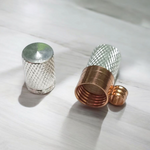 Set of 5 silver and copper taweez with screw-top lids and free Bhojpatra sheets, handcrafted spiritual amulets for protection, healing, and intention