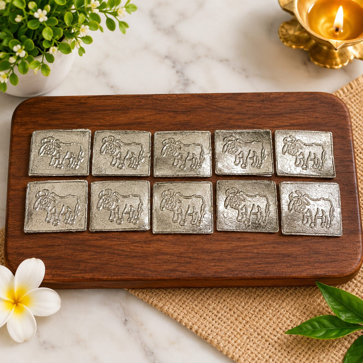 Shani Yantra Coin Set of 10 Ranga Shani Sikka for Puja remedies and worship
