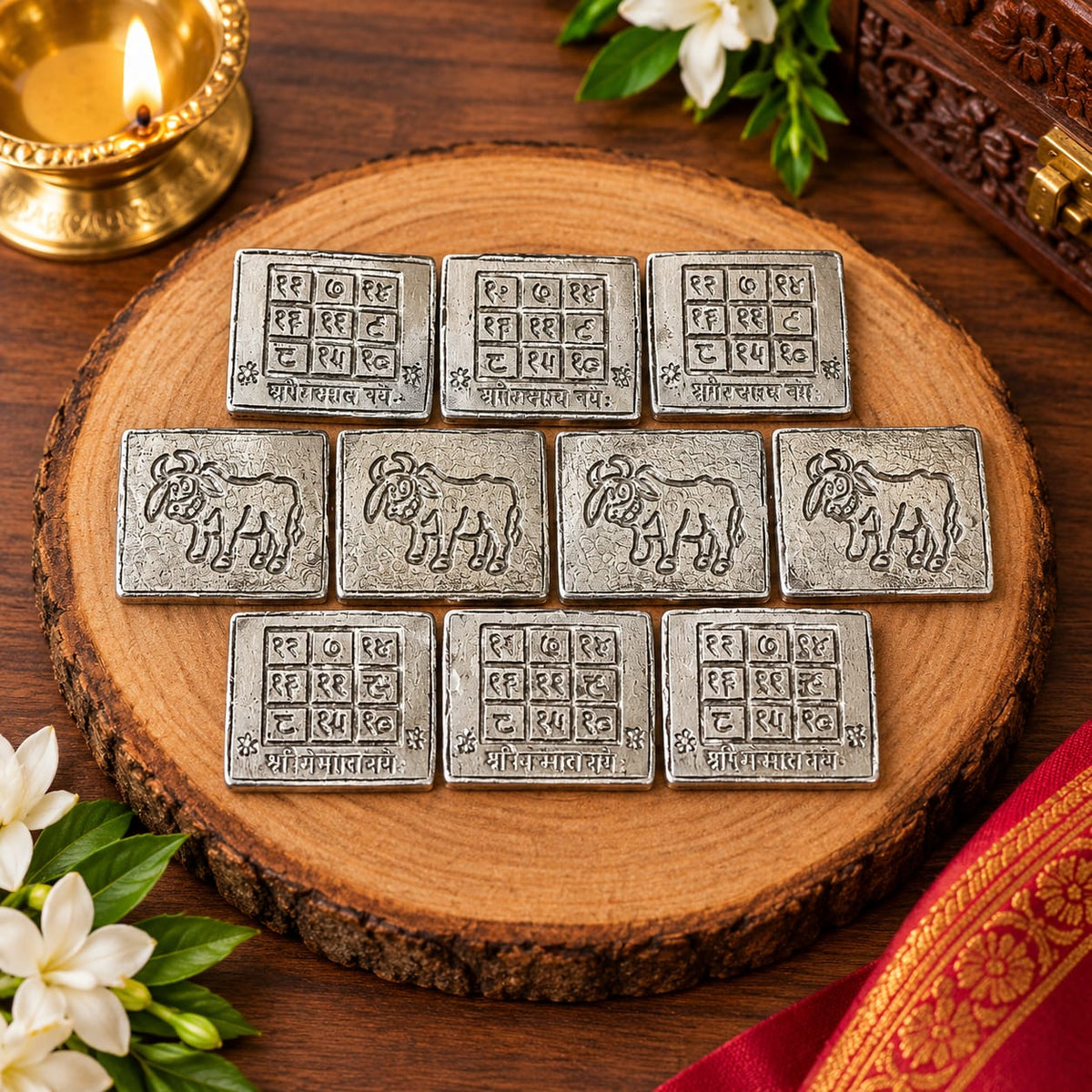 Shani Yantra Coin Set of 10 Ranga Shani Sikka for Puja remedies and worship