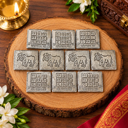 Shani Yantra Coin Set of 10 Ranga Shani Sikka for Puja remedies and worship
