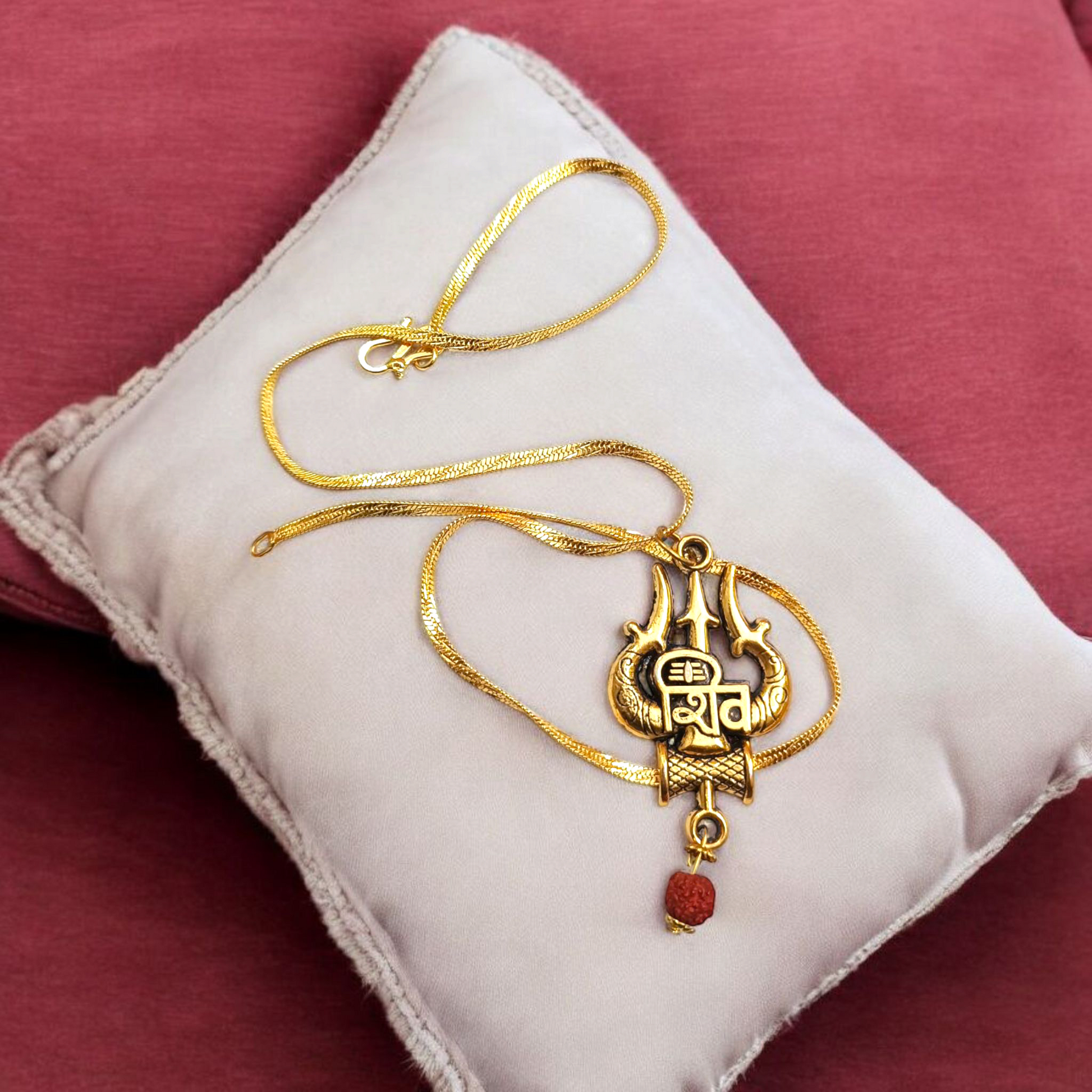 Shiv Locket with Rudraksha - Pendant with Chain for Spiritual Strength & Blessings - Malawala
