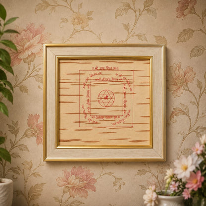 Shri Asht Bhairav Yantra on Bhojpatra Wooden Frame 19x22CM for Divine Protection, Spiritual Shield, Vastu Remedies and Positive Energy