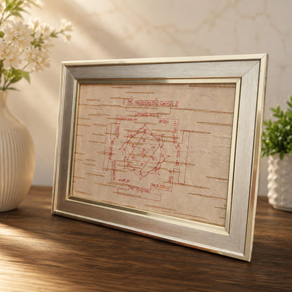 Shri Baglamukhi Yantra 19x24CM on Bhojpatra with Wooden Frame for Protection