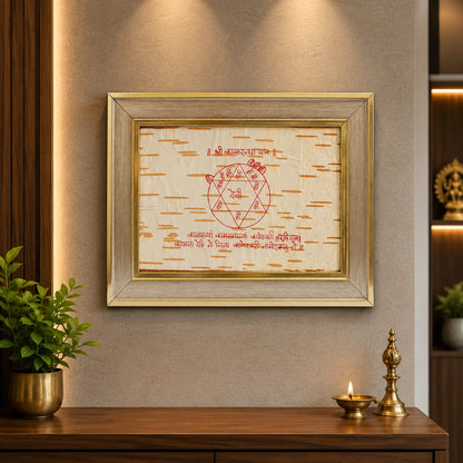 Shri Kamakhya Yantra 17x22CM Handmade Bhojpatra Wooden Frame for Divine Blessings, Protection, Prosperity & Spiritual Energy