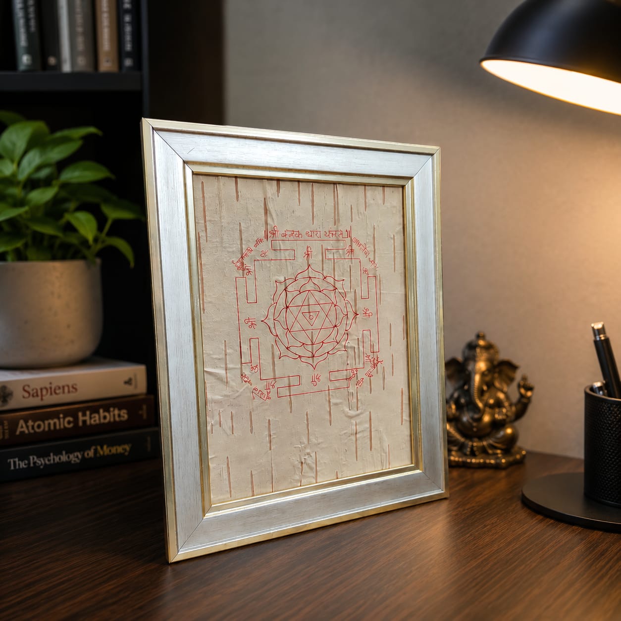 Shri Kanak Dhara Yantra 19x24CM Bhojpatra framed yantra for wealth prosperity protection puja
