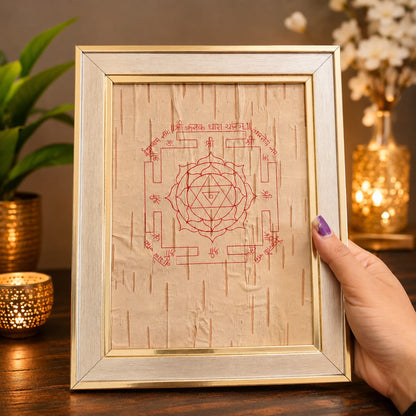 Shri Kanak Dhara Yantra 19x24CM Bhojpatra framed yantra for wealth prosperity protection puja