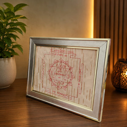 Shri Mahakaleshwar Yantra 19x24CM Bhojpatra Wooden Frame for Protection and Puja
