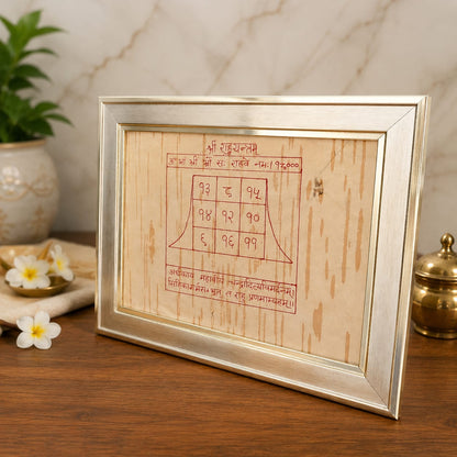 Shri Rahu Yantra 19x24CM Bhojpatra Wooden Frame for Protection and Spiritual Balance