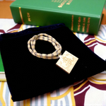 Shri Ram Locket in Tulsi Beads Mala with screw-lock clasp, placed neatly on a neutral background
