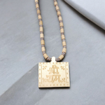 Shri Ram Locket in Tulsi Beads Mala with screw-lock clasp, placed neatly on a neutral background