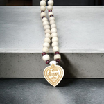 Shri Sita Ram Tulsi Mala with ornate locket and stylish screw lock, displayed elegantly on a neutral surface