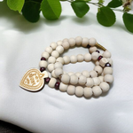 Shri Sita Ram Tulsi Mala with ornate locket and stylish screw lock, displayed elegantly on a neutral surface
