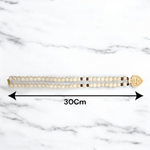 Shri Sita Ram Tulsi Mala with ornate locket and stylish screw lock, displayed elegantly on a neutral surface