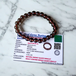 Smoky Quartz Bracelet - Natural Smoky Quartz for Grounding & Emotional Healing with Lab Certificate - Malawala