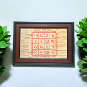 Sukh Samridhi Yantra hand-inscribed on Bhojpatra and enclosed in a wooden frame for prosperity and happiness