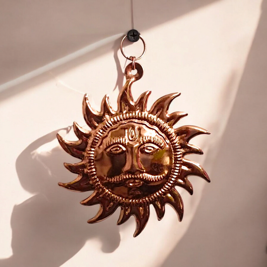 Surya Dev Wall Hanging (Set of 2) – 5 Inch Brass & Copper Sun God Wall Decor for Office & Home | Protection from Vastu Dosh, Shani Dosh & Accidents – Malawala