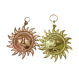 Surya Dev Wall Hanging (Set of 2) – 5 Inch Brass & Copper Sun God Wall Decor for Office & Home | Protection from Vastu Dosh, Shani Dosh & Accidents – Malawala