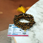 Tiger Eye Mala - Natural Tiger Eye for Confidence & Protection with Lab Certificate - Malawala