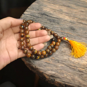 Tiger Eye Mala - Natural Tiger Eye for Confidence & Protection with Lab Certificate - Malawala