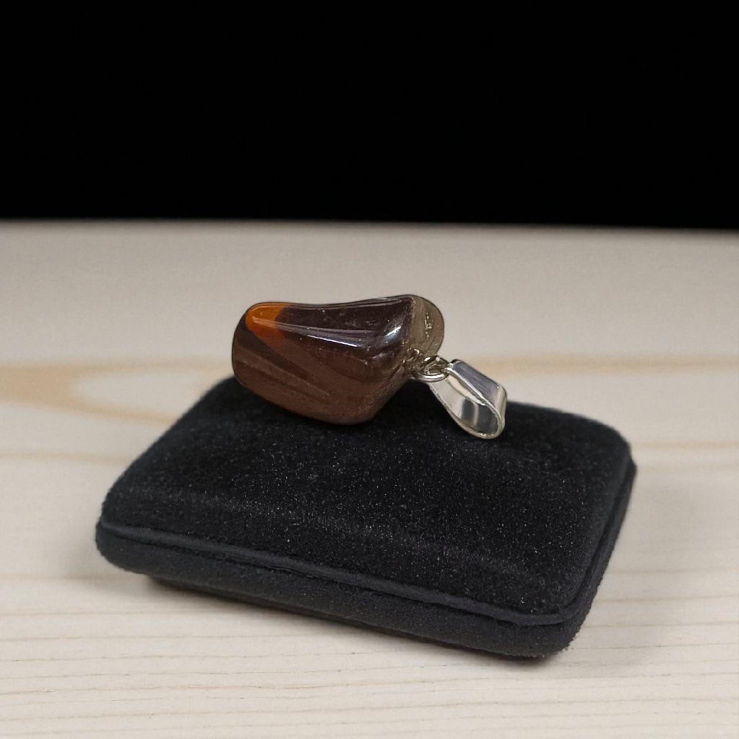 Tiger Eye Pendant with stainless steel chain for men and women – polished oval stone in elegant setting, lab certified