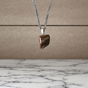 Tiger Eye Pendant with stainless steel chain for men and women – polished oval stone in elegant setting, lab certified