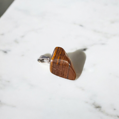 Tiger Eye Pendant with stainless steel chain for men and women – polished oval stone in elegant setting, lab certified