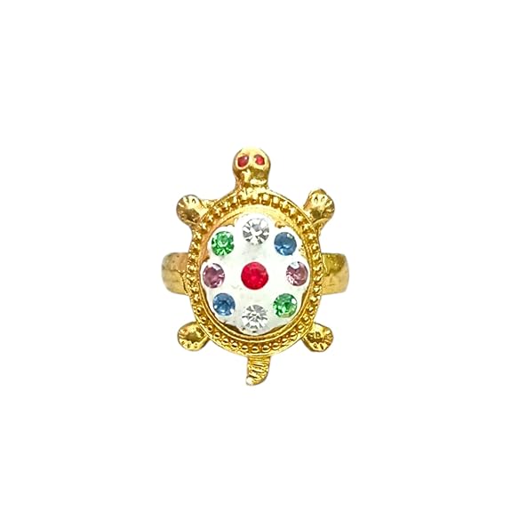 Tortoise Ring | White Zircon in Gold Plated Stylish Ring - Malawala