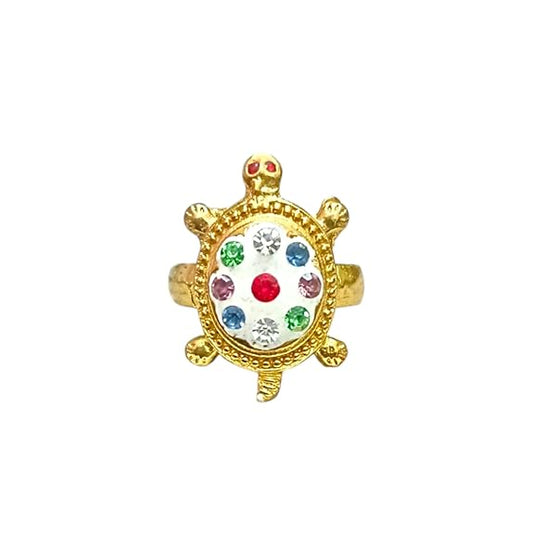 Tortoise Ring | White Zircon in Gold Plated Stylish Ring - Malawala