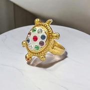 Tortoise Ring | White Zircon in Gold Plated Stylish Ring - Malawala