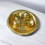 Traditional Aarti Thali with compartments for diya, agarbatti, kumkum, and flowers – ideal for pooja rituals and festive celebrations