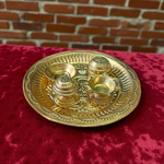 Traditional Aarti Thali with compartments for diya, agarbatti, kumkum, and flowers – ideal for pooja rituals and festive celebrations