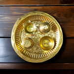 Traditional Aarti Thali with compartments for diya, agarbatti, kumkum, and flowers – ideal for pooja rituals and festive celebrations