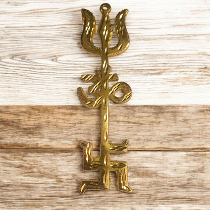 Trishakti Wall Hanging – Gold Plated Vastu Symbol for Energy Balance & Protection | Ideal for Home, Office & Temple – Malawala