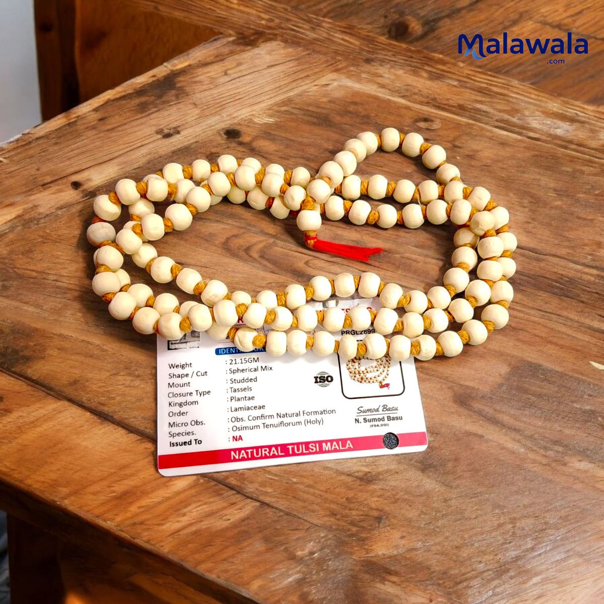 Tulsi Jaap Mala 108+1 Beads 8MM Lab Certified | Malawala