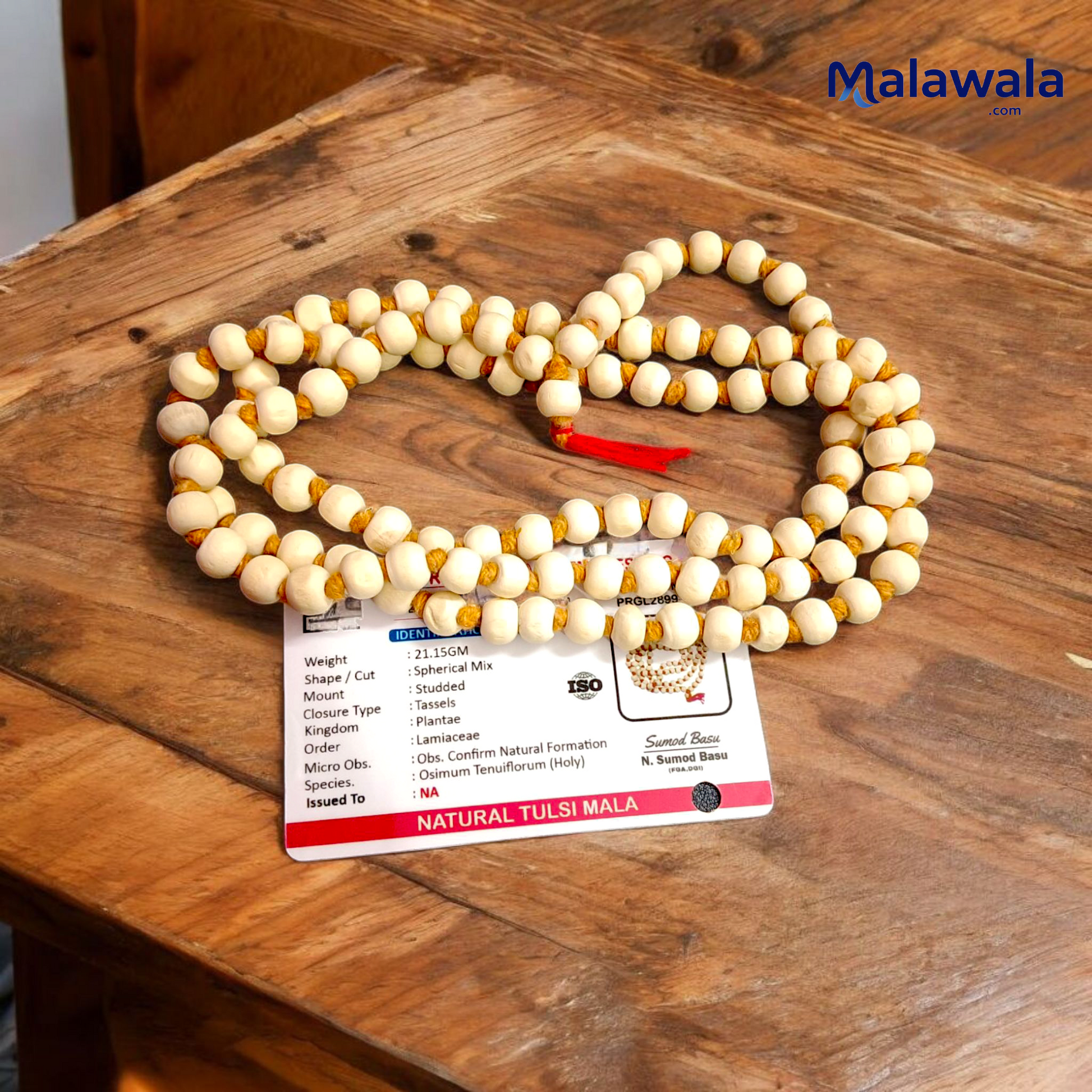 Tulsi Jaap Mala 108+1 Beads 8MM Lab Certified | Malawala