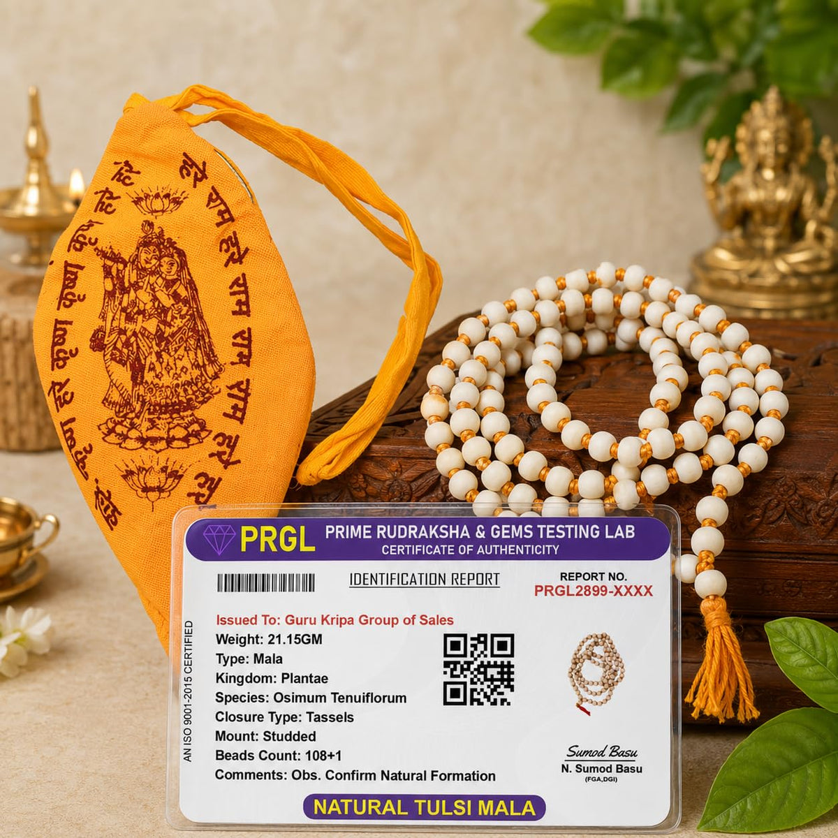 Tulsi Jaap Mala 108+1 Beads 8MM Lab Certified | Malawala