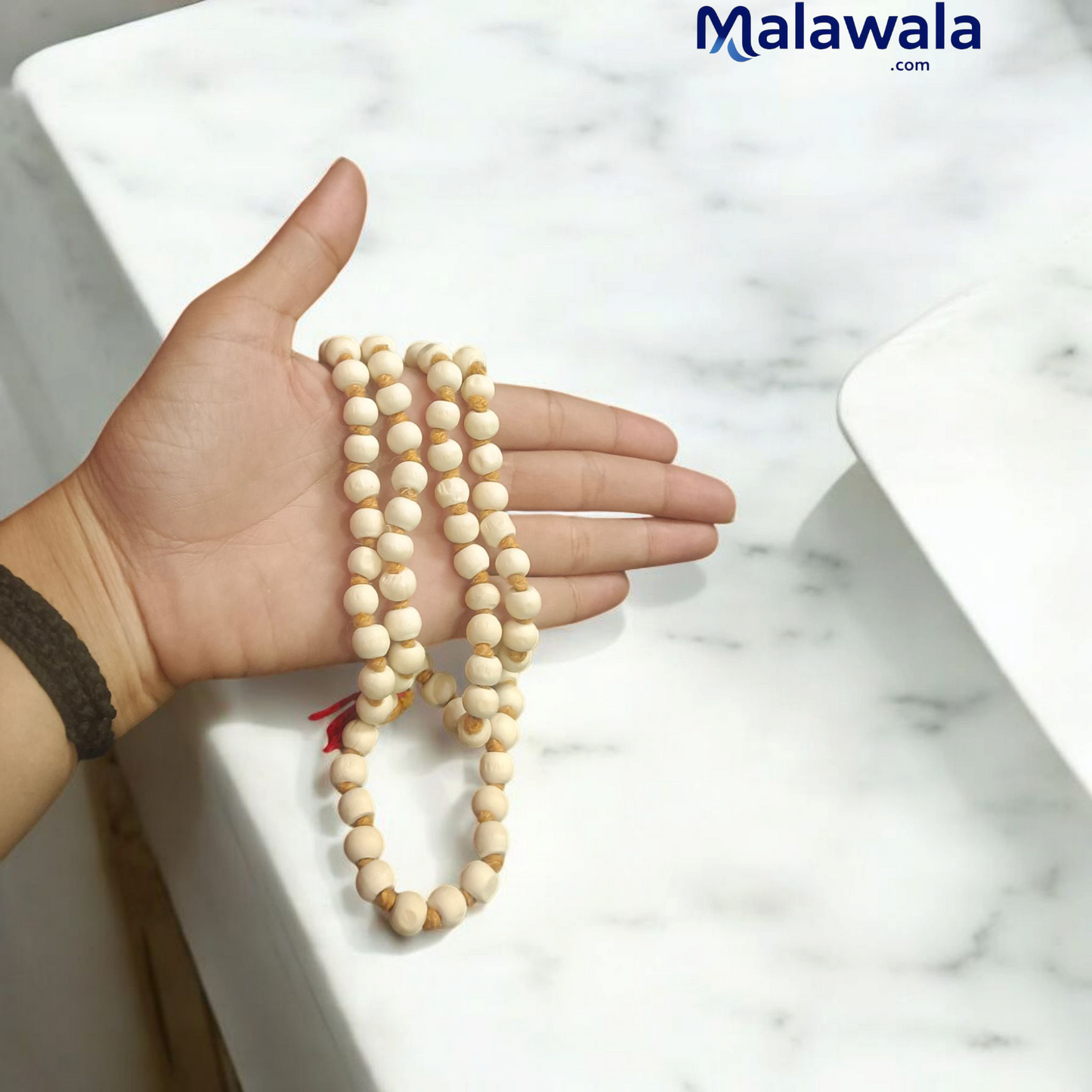 Tulsi Jaap Mala 8MM handcrafted from natural Tulsi wood beads with lab certificate in 27+1 and 108+1 bead variants