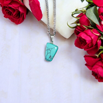 Tumbled turquoise blue howlite pendant with chain – calming and certified healing stone necklace
