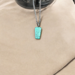 Tumbled turquoise blue howlite pendant with chain – calming and certified healing stone necklace