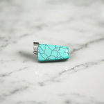 Tumbled turquoise blue howlite pendant with chain – calming and certified healing stone necklace