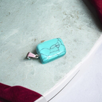 Tumbled turquoise blue howlite pendant with chain – calming and certified healing stone necklace