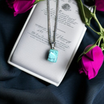 Tumbled turquoise blue howlite pendant with chain – calming and certified healing stone necklace