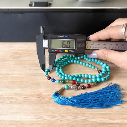 Turquoise (Firoza) Mala with 7 Chakra Beads | Lab Certified Astrologer Mala | Malawala